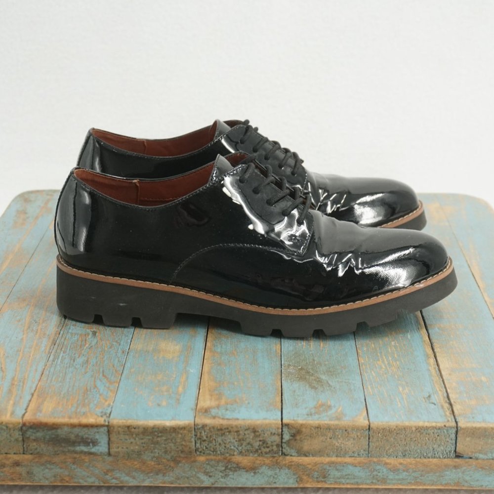 Vionic Womens Adina Oxfords Shoes Black Patent Leather Size 7.5